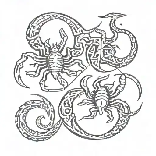 Scorpio And Pisces Zodiac Symbols Intertwined
