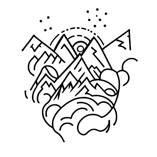 A Minimalist Tattoo Of A Mountain Peak With The Word 'Explore' Incorporated Into The Design