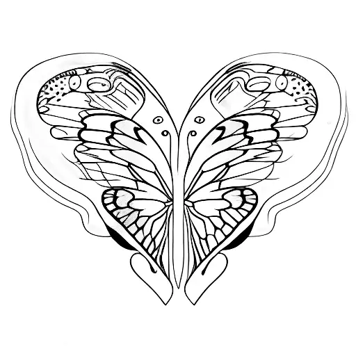 Butterfly Wing Mixed With A Heart Minimal