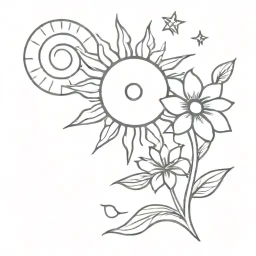Sun And Flowers Symbolizing
