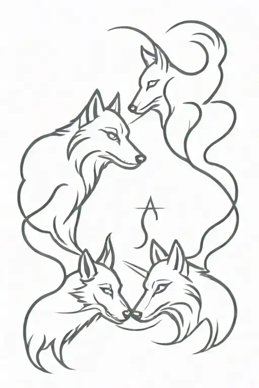 Two Wolves With Scorpio And Pisces Zodiac Signs Incorporated