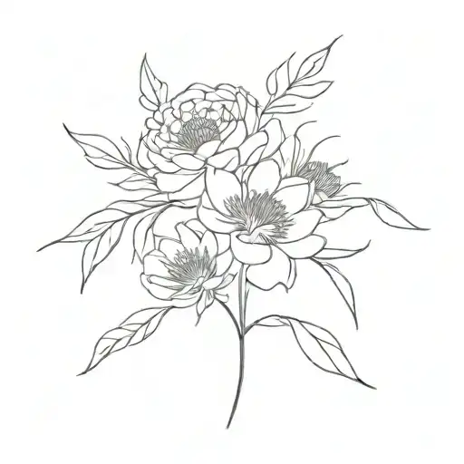 Book And Chrysanthemum And Peony Flower Intertwined