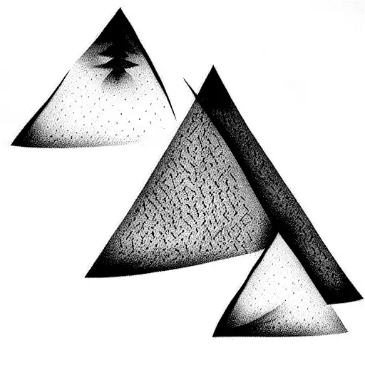 A Minimalist Fine Line Tattoo Of Three Mountains Creating One Large Triangle