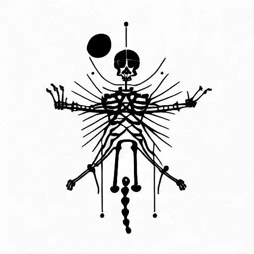 Outline Skeleton Listening To Music