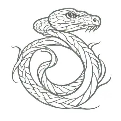 Snake Wrapping With Fire Serounding It