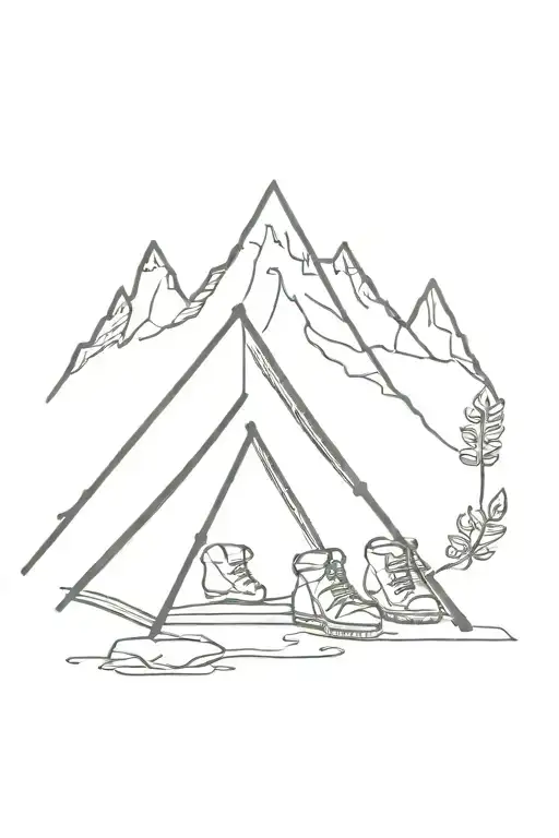 Dna Strand With A Tent A Campfire And Hiking Boots