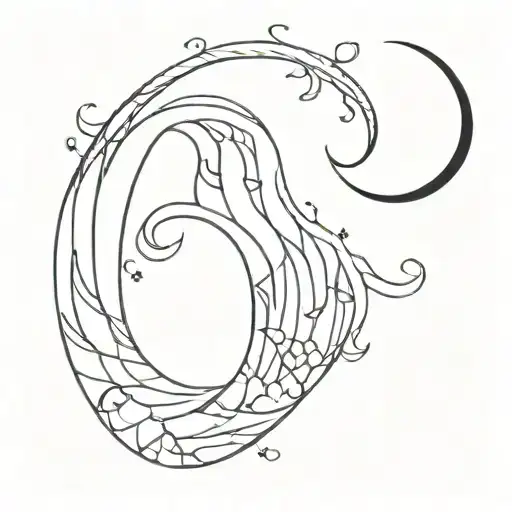 Crescent Moon Sea Waves Representing The Client's
