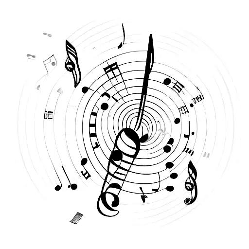 Music Notes Intertwined With Travel Landmarks