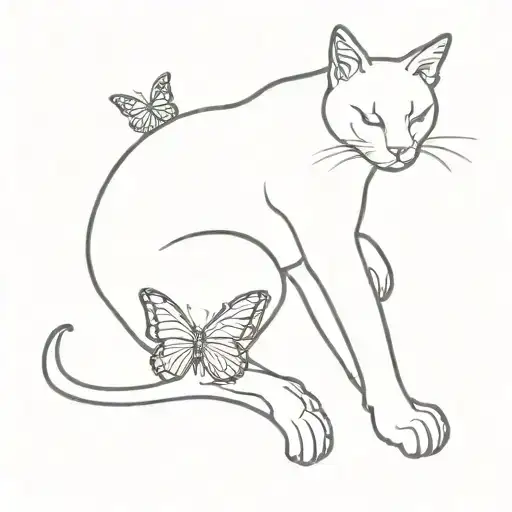 Cat Pawing At Butterfly