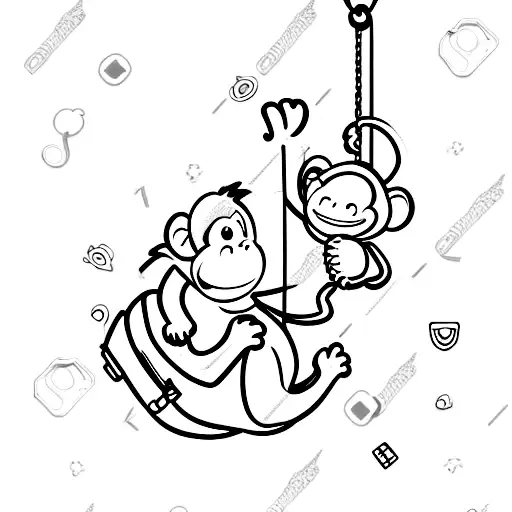 Cute Simple Monkey Hanging Of A Backpack With A Beer In His Hand