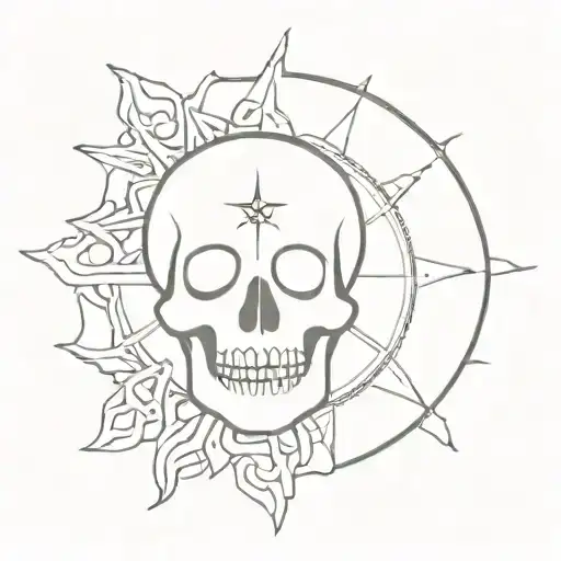 Memento Morri Sun With Skull Inside Representing