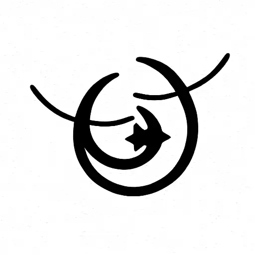 Simple Cactus And Crescent Moon