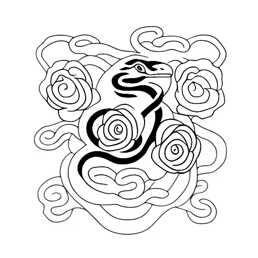Snake With Roses Upper Spine