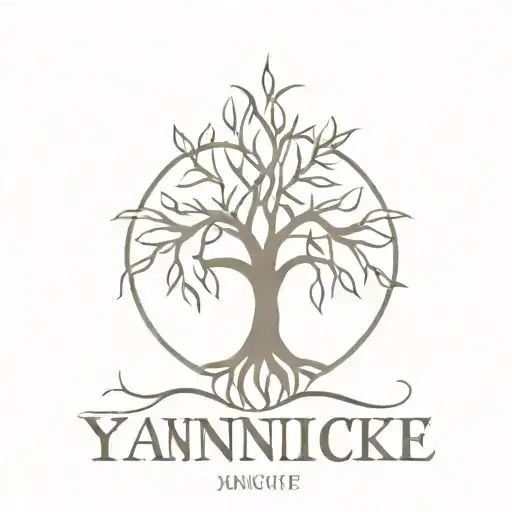 Tree Of Life Tattoo With The Roots Spelling Out The Name 'Yannick'