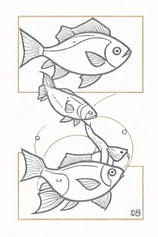 Postage Stamp With Two Fish Inside
