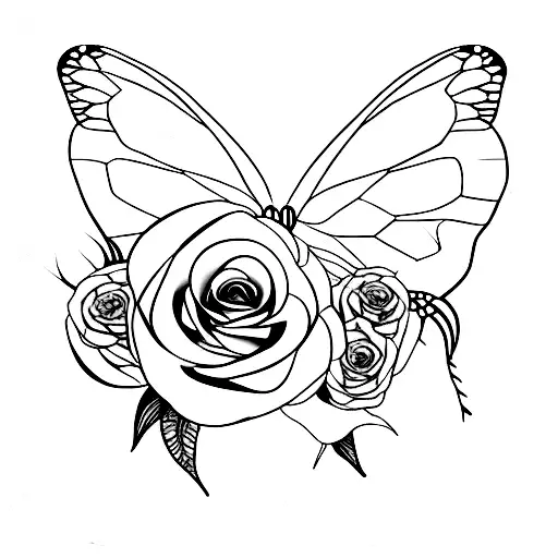 Butterfly With Wilted Rose