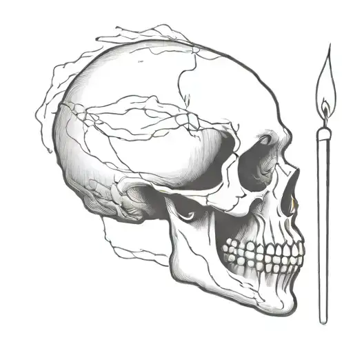 Side Profile Skull Blowing Out Candle Smoky Whisps