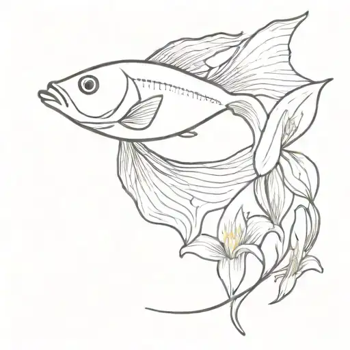 Beta Fish On Lily Flower Bouquet