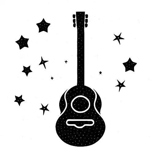 Acoustic Guitar With Stars