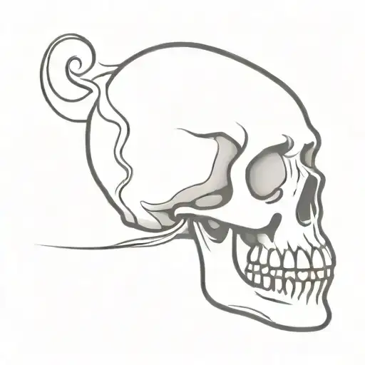 Side Profile Skull Blowing Out Candle Smoky Whisps