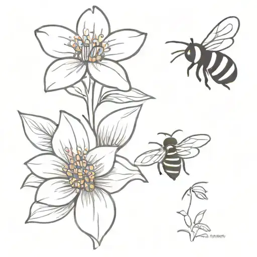 Flower With Bee Hive