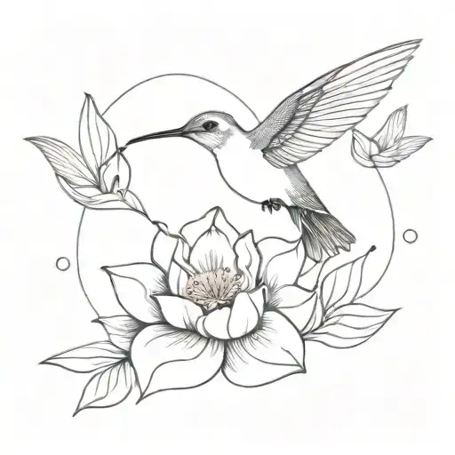 Hummingbird With Watch And Lotus Flower