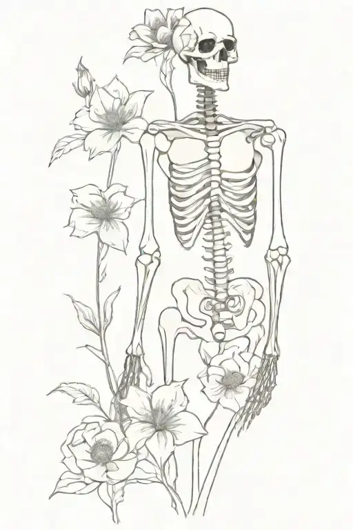 Skeleton And Flowers