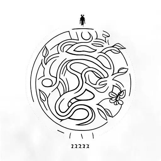 A Minimalist Tattoo Of A Family Tree With The Names Of Your Two Children And Wife