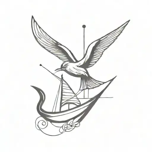 Swallow Sailboat Sailing Anchor Intertwined