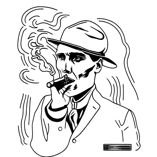 Tommy Shelby From Peaky Blinders Portrait With His Hat And Smoking A Sigarette