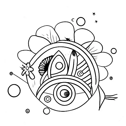 Rocket Ship And Daisy Flower