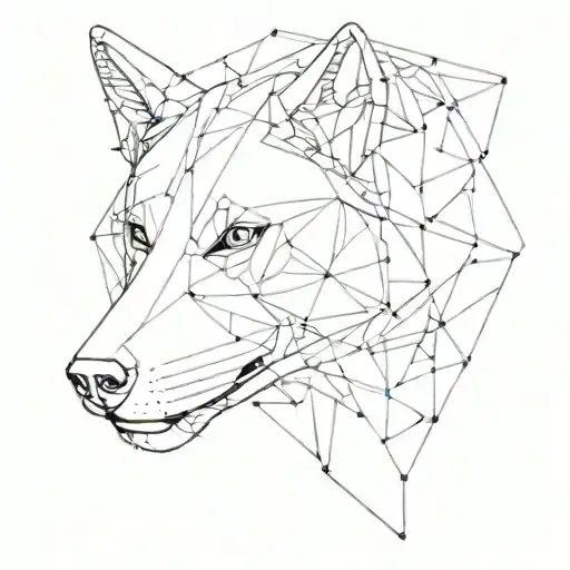 A Futuristic Cyber Wolf With Circuit Patterns And Geometric Shapes Incorporated Into Its Design