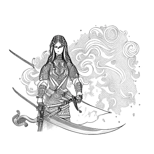 A Woman Holding A Sword