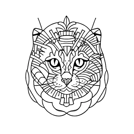 Tattoo Cat Minimalism Style Black And White