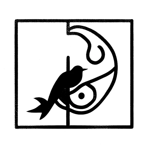 Abstract Piano Keys And One Robin With Grandma Written Inside