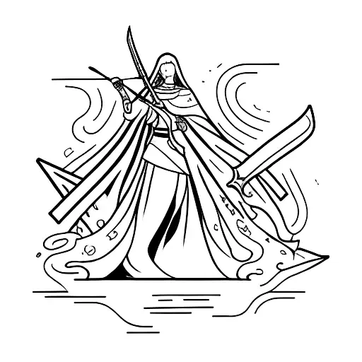 A Woman Holding A Sword