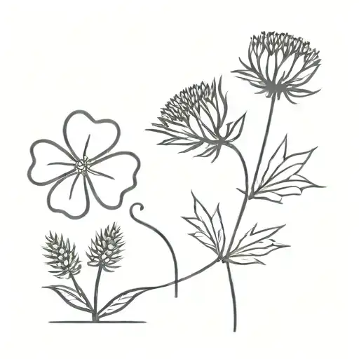 Four Leaf Clover And Thistle