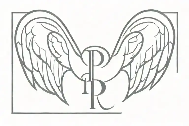 Angel Wings With Halo And P Letter