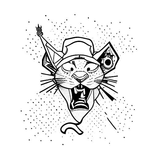 A Minimalist Tattoo Of A Graffiti-style Hiphop Artist With Hidden Animal Elements