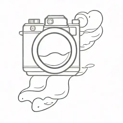 A Tattoo Design Of A Camera Lens With A Beach Scene Reflected In It
