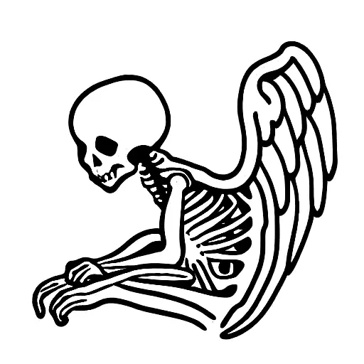 Skeleton Sitting Like Cute Angel