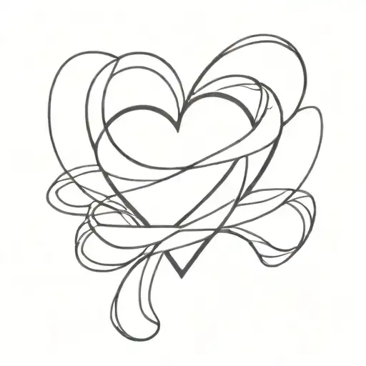 Heart Ribbon Fine Line Tattoo Design Inspired