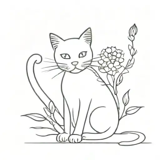 Cat Playing With A Flower