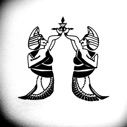 Egyptian Libra Themed Tattoo With Wife's Name Meghana