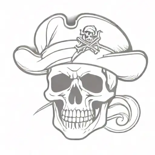 Pirate Hat On Skull Wearing