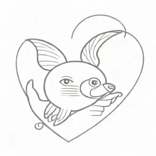 A Minimalist Tattoo Design Of A Heart Shaped Like Freedoom And Scruff Hand Bear Animal
