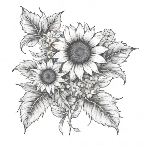 Sunflower And Forget-me-nots