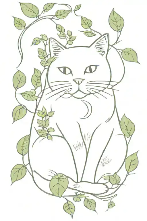 Fat Sitting Cat Surrounded By Poison Ivy Vines