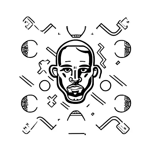 Create A Minimalist Tattoo Of A Football Player Holding A Computer Mouse Instead Of A Football