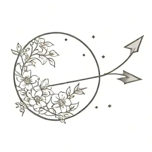 An Arrow Passing Through A Moon With Flowers